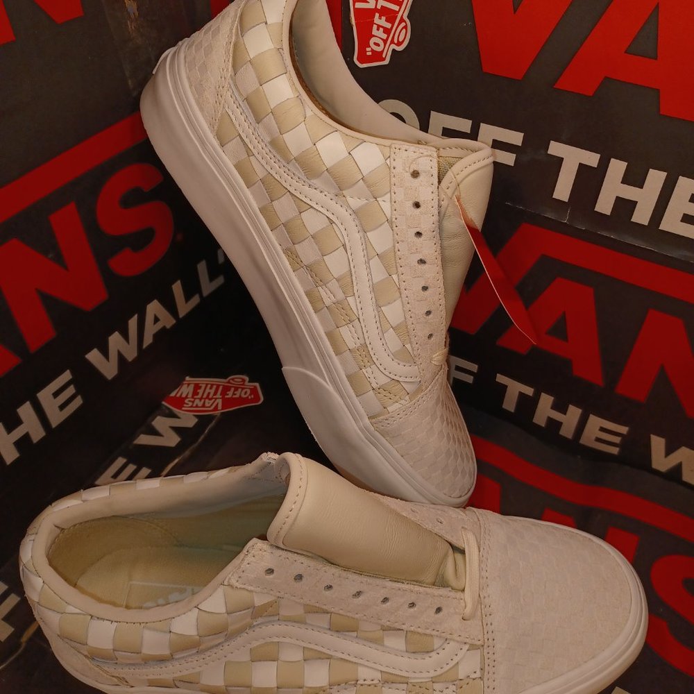VANS Men 4/Women 5.5 Old Skool Platform Woven Leather Blanc de Blanc VN0A5KX99GY